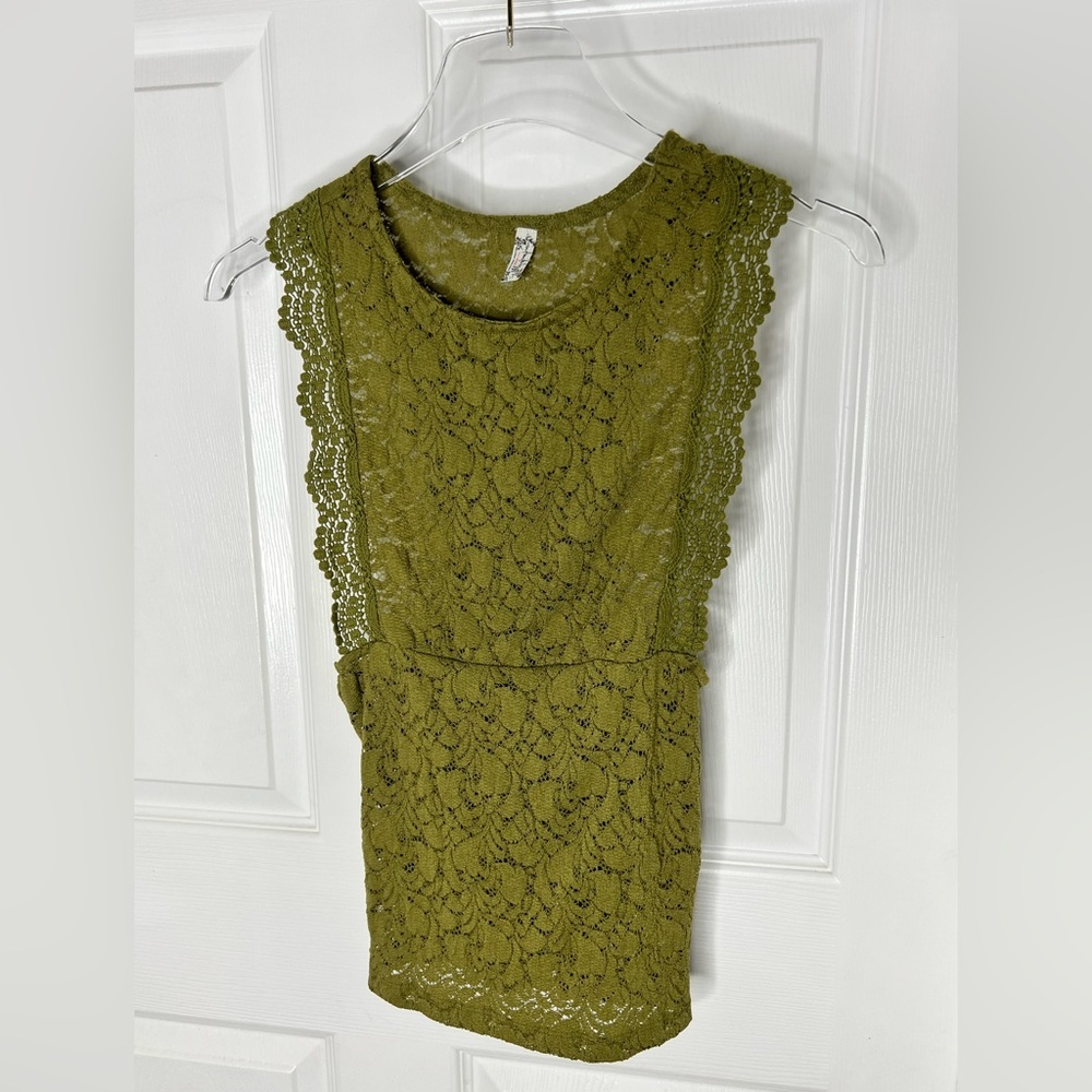 Free People Lace Green Top Sz S